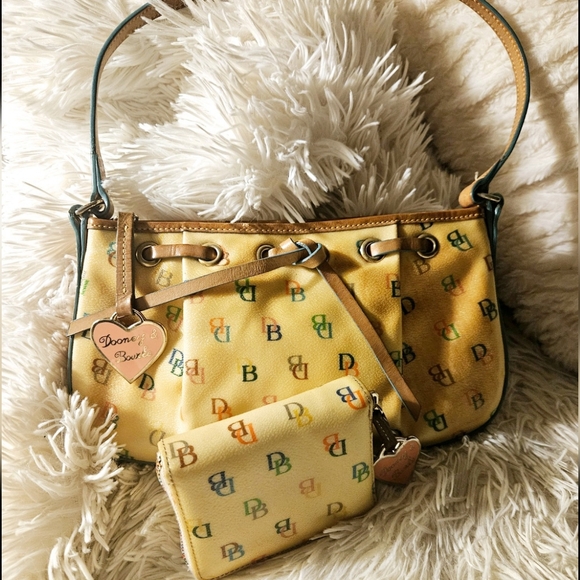 Dooney & Bourke Handbags - 🩷2pc Dooney & Bourke Y2K Cream Monogram DB Insignia Shoulder Bag & Zip Wallet